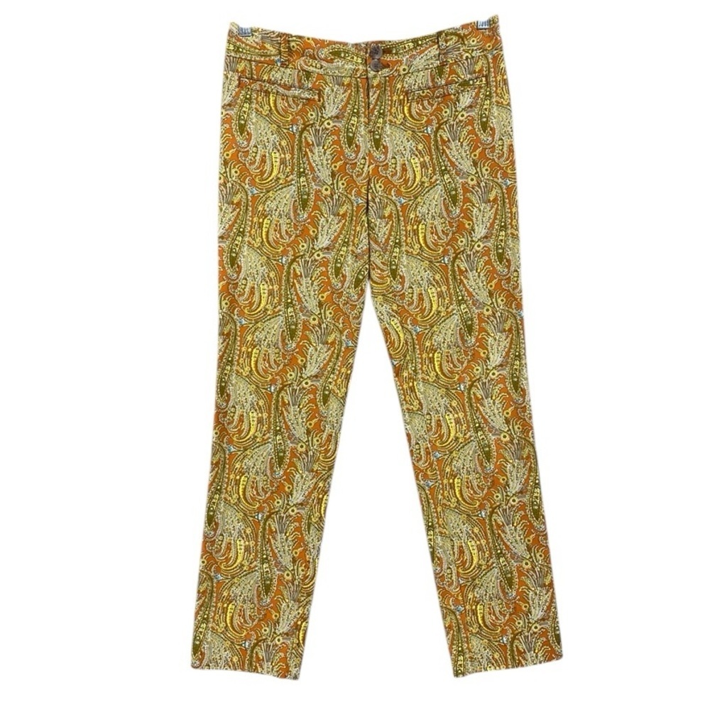 Cartonnier Anthropologie Persimmon Paisley Retro Print Crop Pant Size 2